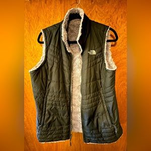 The North Face vest, reversible, gray fleece lining, Med